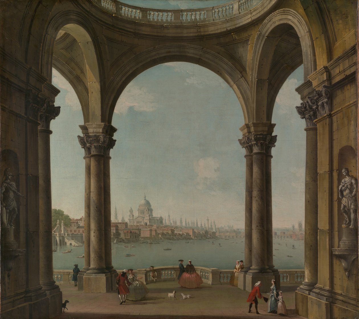 Capriccio St. Pauls és Old London Bridge. alkotó: Antonio Joli