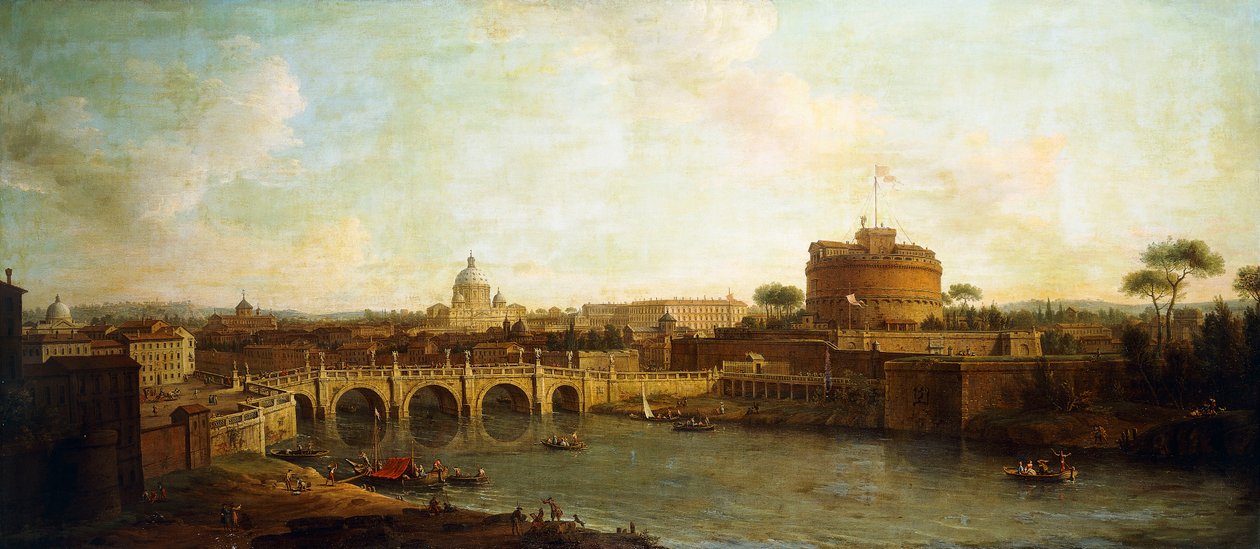 Castel Sant "Angelo és Ponte Sant" Angelo, Róma, alkotó: Antonio Joli