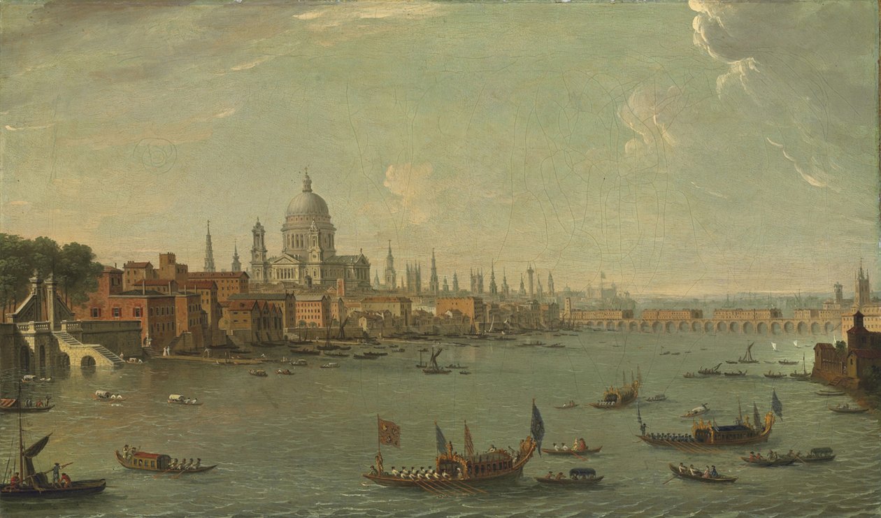 Négy kilátás Londonra: a Temze St. Pauls felé néz alkotó: Antonio Joli