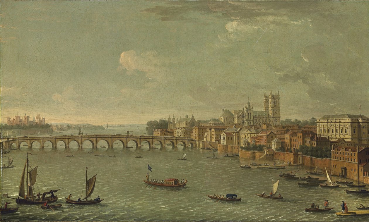 Négy kilátás Londonra: a Temze Westminster felé néz alkotó: Antonio Joli