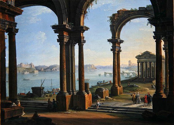 Harbour Scene through Ruined Arches (olaj, vászon) alkotó: Antonio Joli