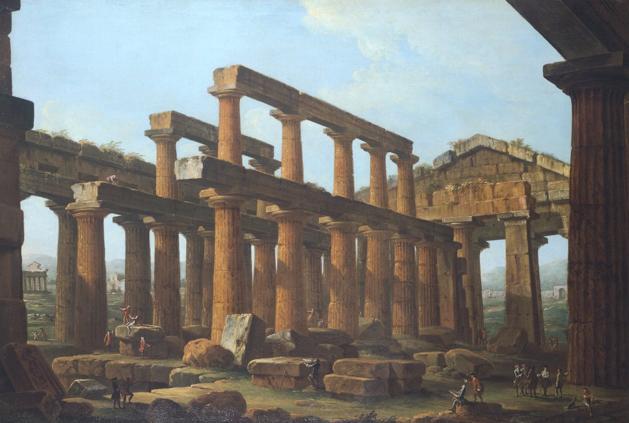 Antonio Joli (1700-1777) Poszeidón temploma Paestumban alkotó: Antonio Joli