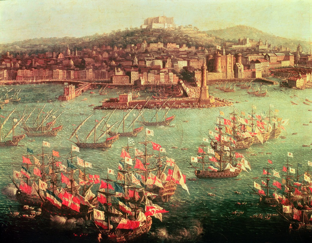 III. Károly spanyol király (1716-88) flottája Nápoly előtt, 1759. október 6. (olaj, tábla) alkotó: Antonio Joli