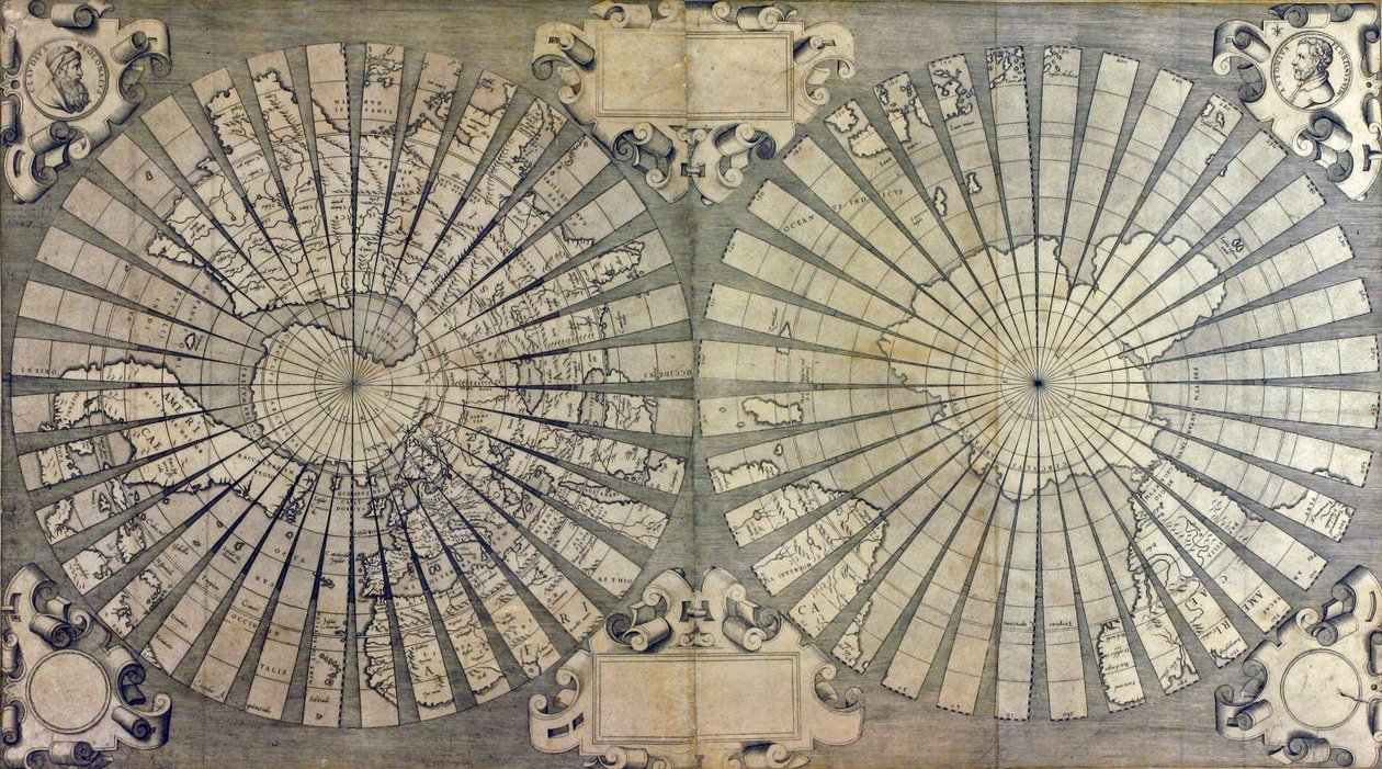 Kiszúrt világtérkép két félgömbben alkotó: Antonio & Kremer Gerard & Cimerlini Giovanni Paolo (16th century) Florianus