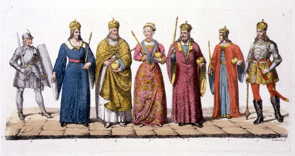 Magyarország vezetői és királyai, Jules Ferrario „Le Costume Ancien et Moderne” című könyvéből, az 1820-as és 30-as évek körül megjelent (színes litó) alkotó: Antonio Lanzani