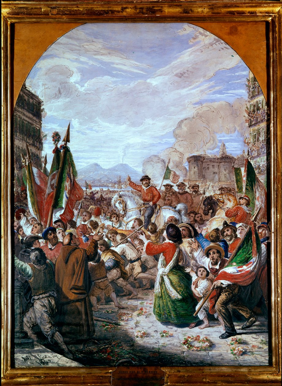 Giuseppe Garibaldi bejárata Nápolyba október 7-én alkotó: Antonio Licata