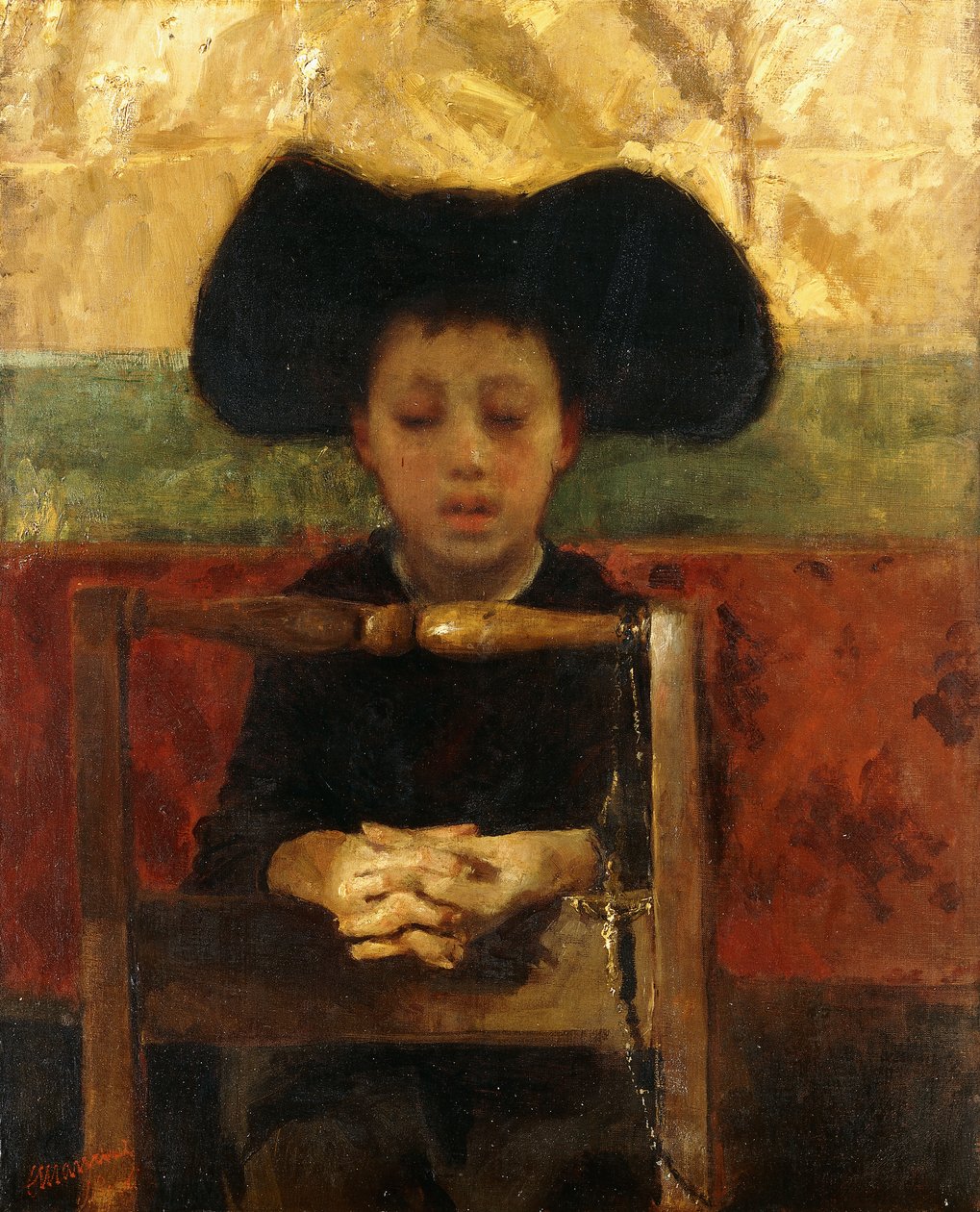 Oltári fiú imádkozik, 1865-1875 körül alkotó: Antonio Mancini