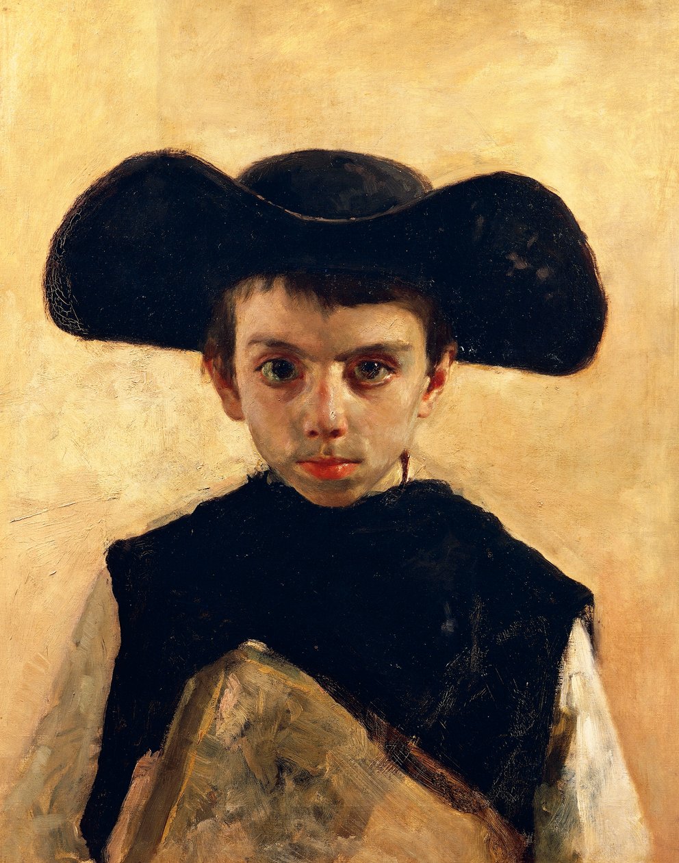Prevetariello (kispap), Antonio Mancini (1852-1930), olaj, vászon, 66x53 cm alkotó: Antonio Mancini