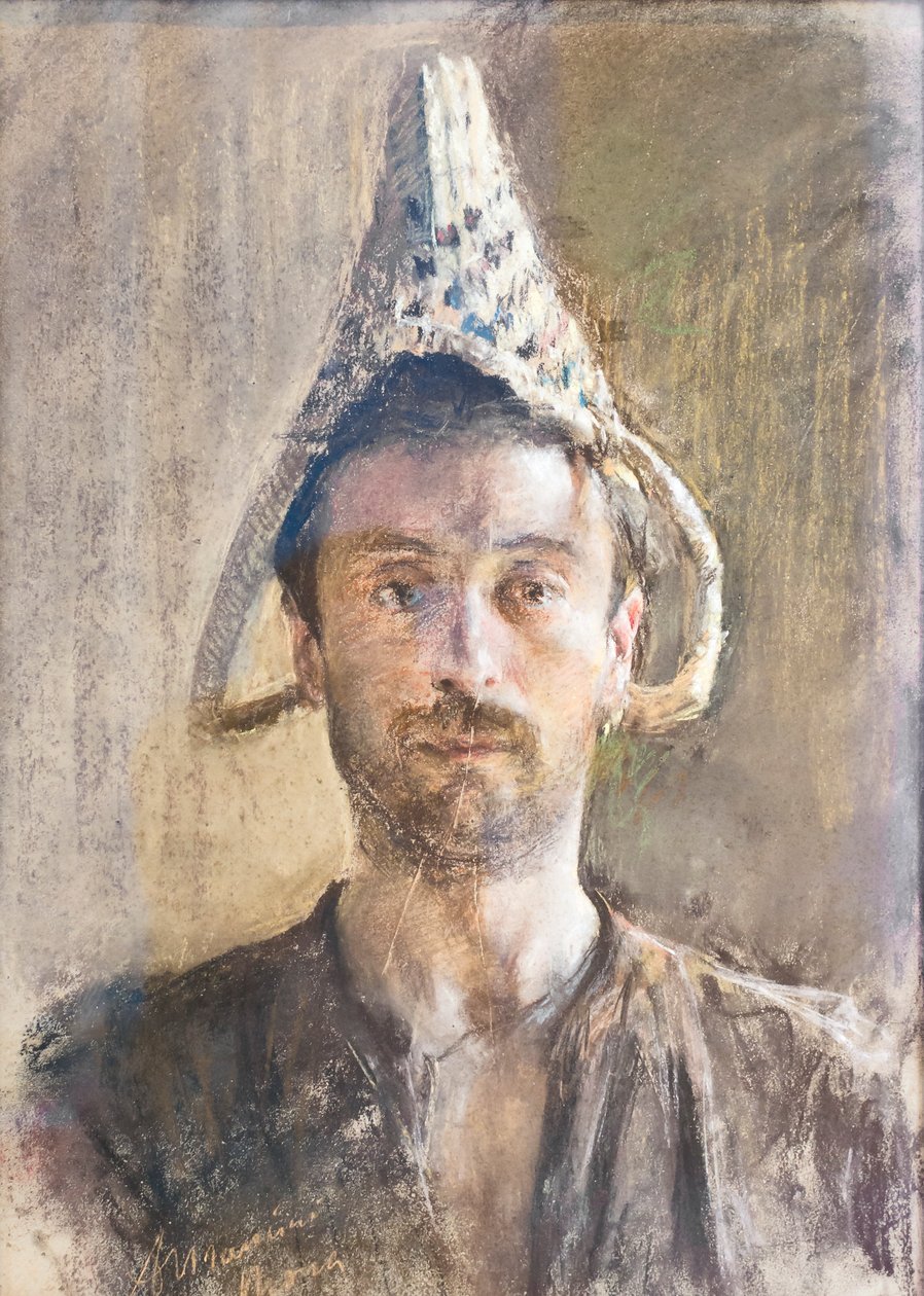 Önarckép kosárral alkotó: Antonio Mancini