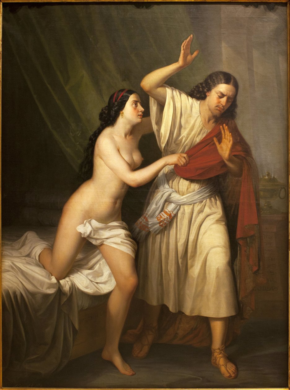 József és Putiphar (Potifár) felesége. Antonio Esquivel (1806-1857) festménye, olaj, vászon alkotó: Antonio María Esquivel y Suárez de Urbina