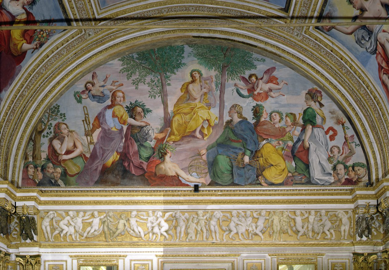 A tükrök csarnoka, Apolló és a múzsák (freskó) alkotó: Antonio Maria Viani