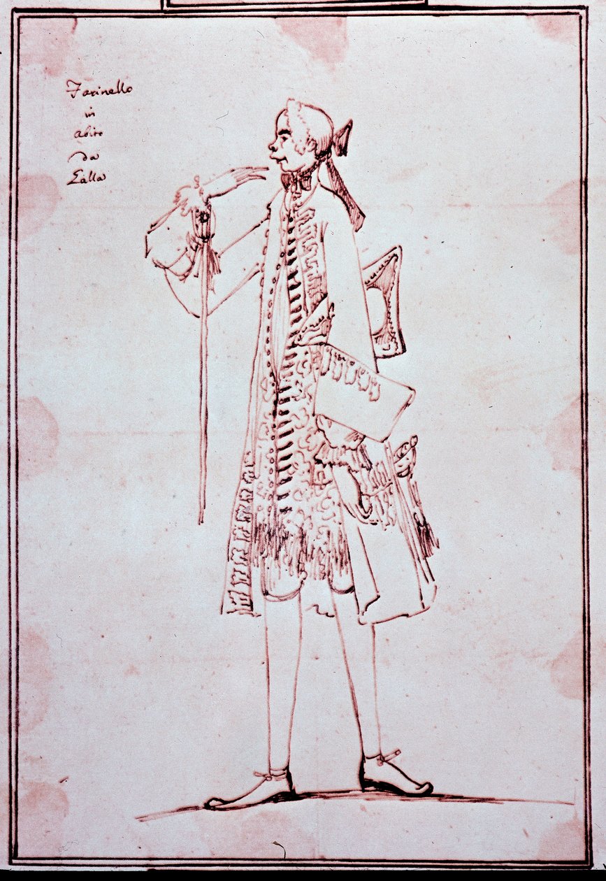 Carlo Broschi portréja, Farinelli (1705-1782) Olasz castrato (castrat) Anton Maria Zanetti (1680-1767) rajzfilmje. 18. század. Magángyűjtemény. alkotó: Antonio Maria Zanetti