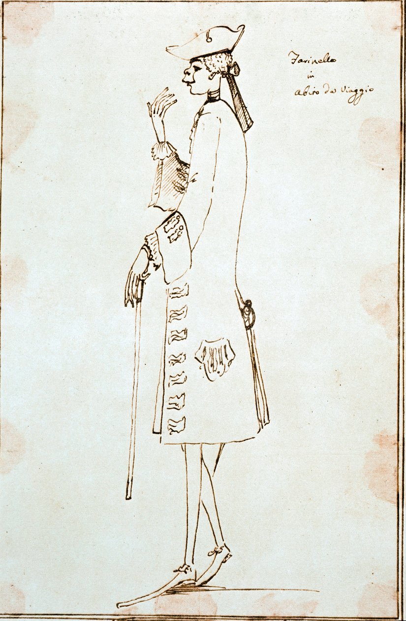 A kasztrált énekes, Carlo Broschi dit Farinelli (1705-1782) portréja velencei útja során Tommaso Albinoni La Didone abandonnata ”” ” című művét 1725 körül. Anton Maria Zanetti (1680-1767) rajza Velence Fondazione Cini alkotó: Antonio Maria Zanetti