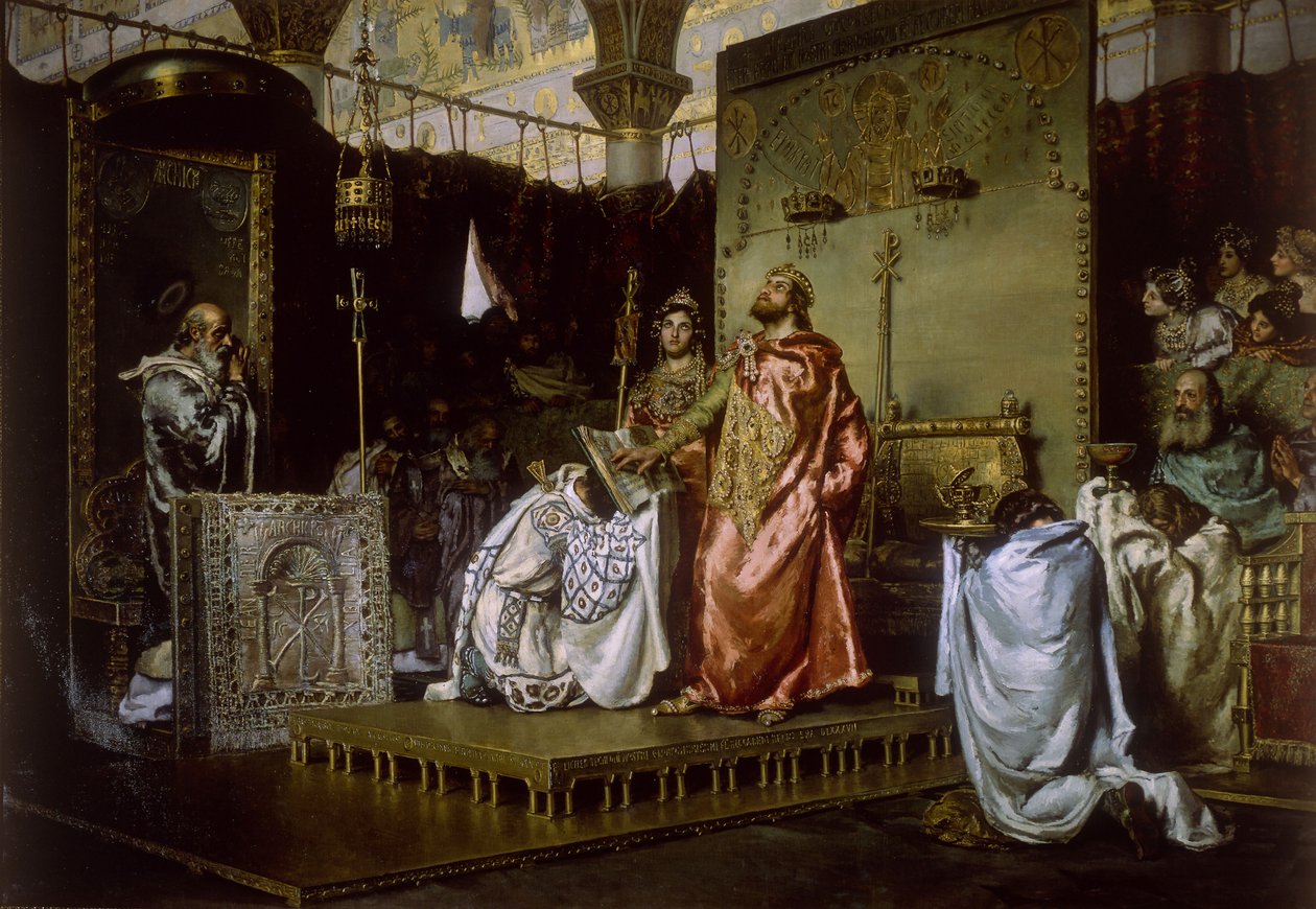 Reccared áttérés a katolicizmusra a III. Toledói Zsinaton, 589, 1888 alkotó: Antonio Munoz Degrain