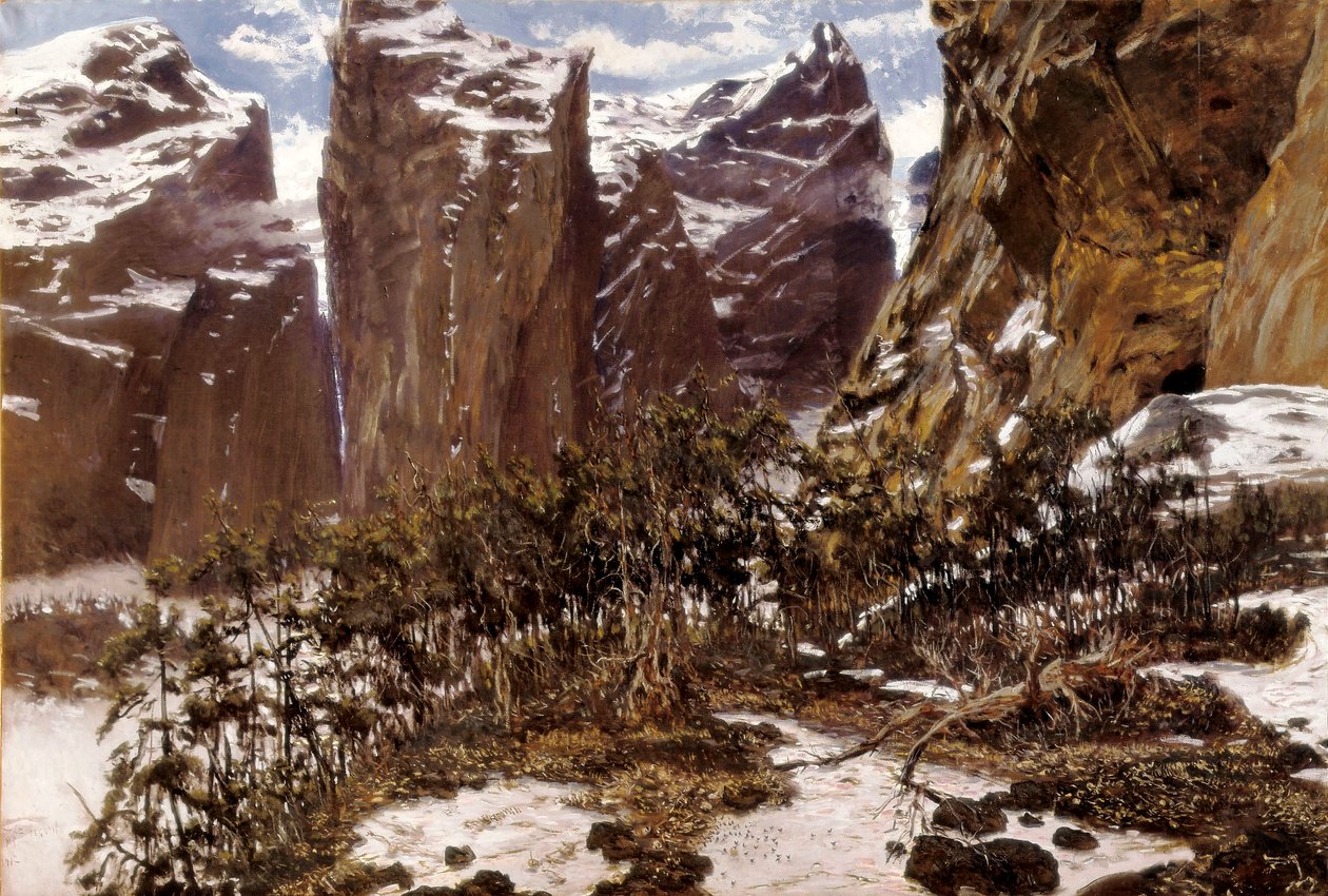 Roncesvalles (vagy spanyolul Roncesvalles). Észak-Spanyolország tája. Antoni MUNOZ i DEGRAIN (1841-1924) festménye, 19. század vége. Olajfestmény. Spanyolország, Valencia, Museo de Bellas Artes San Pio V. alkotó: Antonio Munoz Degrain