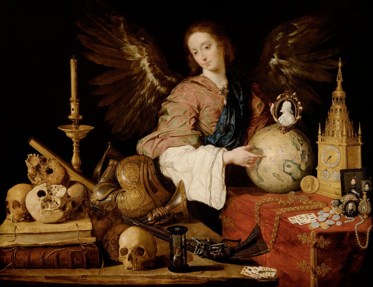 ""Allegorie de la Vanite"" ("A hiúság allegóriája") Hiúság részlete és egy kialudt gyertya - Antonio de Pereda y Salgado (1611-1678) festménye 1634 Méret: 139,5x174 cm Bécs, Kunsthistorisches Museum alkotó: Antonio Pereda y Salgado