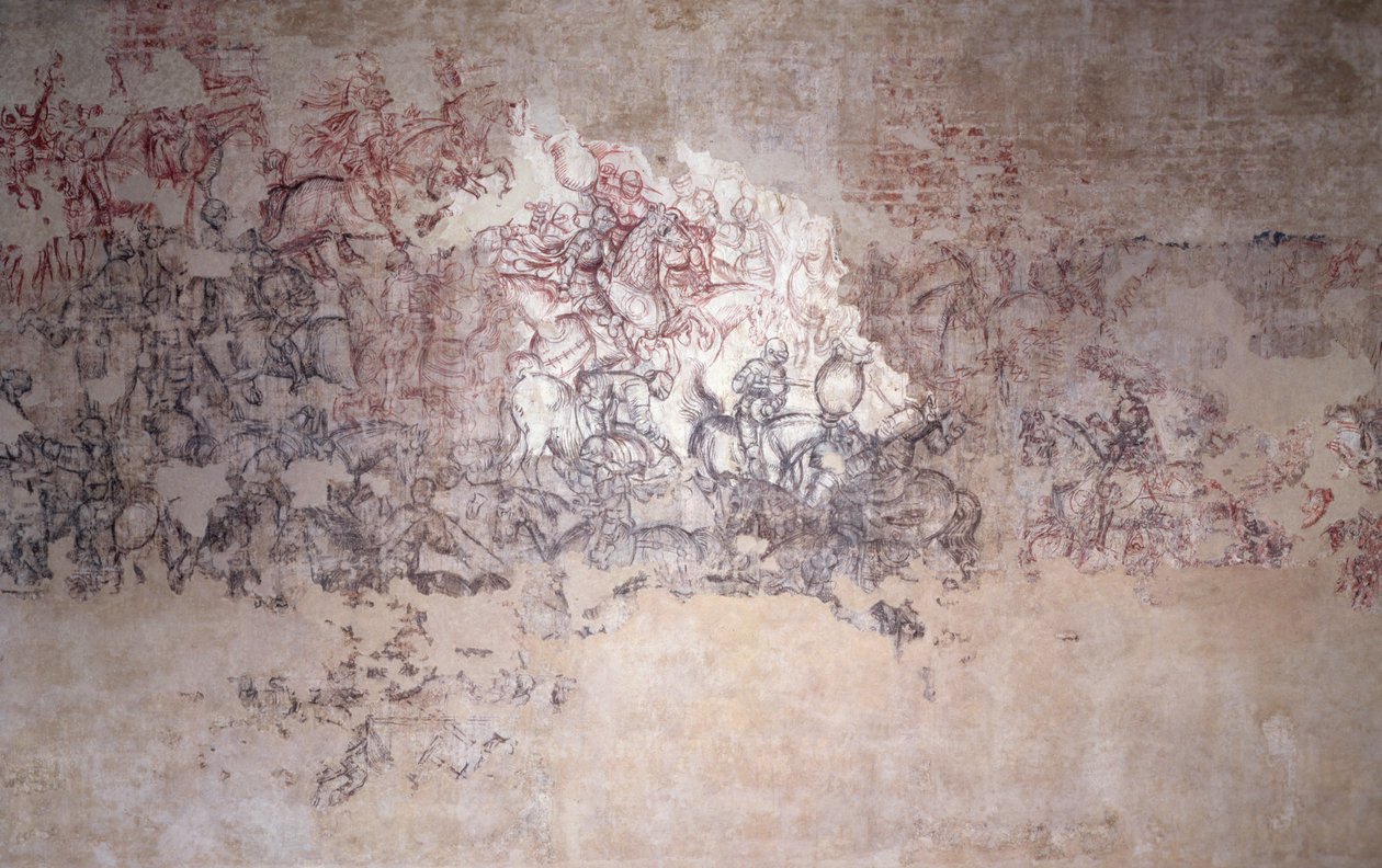Csatatorna, falfestmény töredéke a Sala del Pisanello-ból (korábban Sala dei Principi) (sinópia) alkotó: Antonio Pisanello