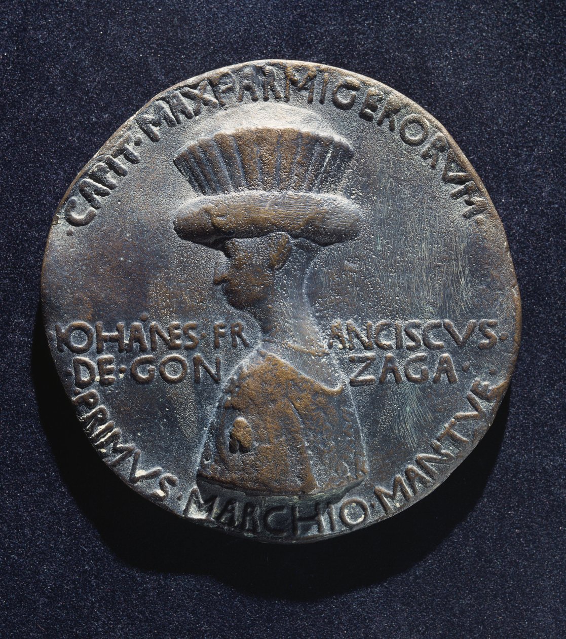 Gianfrancesco Gonzaga (1395-1444) bronzérme, előlap, Antonio di Puccio Pisano, Pisanello (1395-1455 körül) terve, átmérője 10,20 cm alkotó: Antonio Pisanello