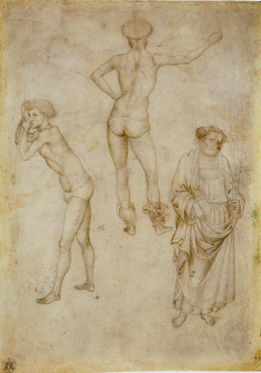 "Figures masculines et saint Pierre" (Két férfialak tanulmány és Szent Péter) Etude Dessin d