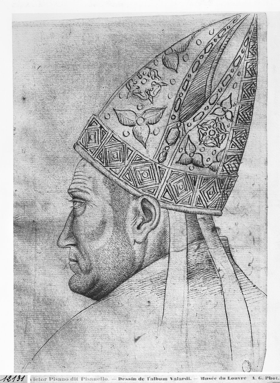 Egy püspök feje, a Vallardi albumból alkotó: Antonio Pisanello