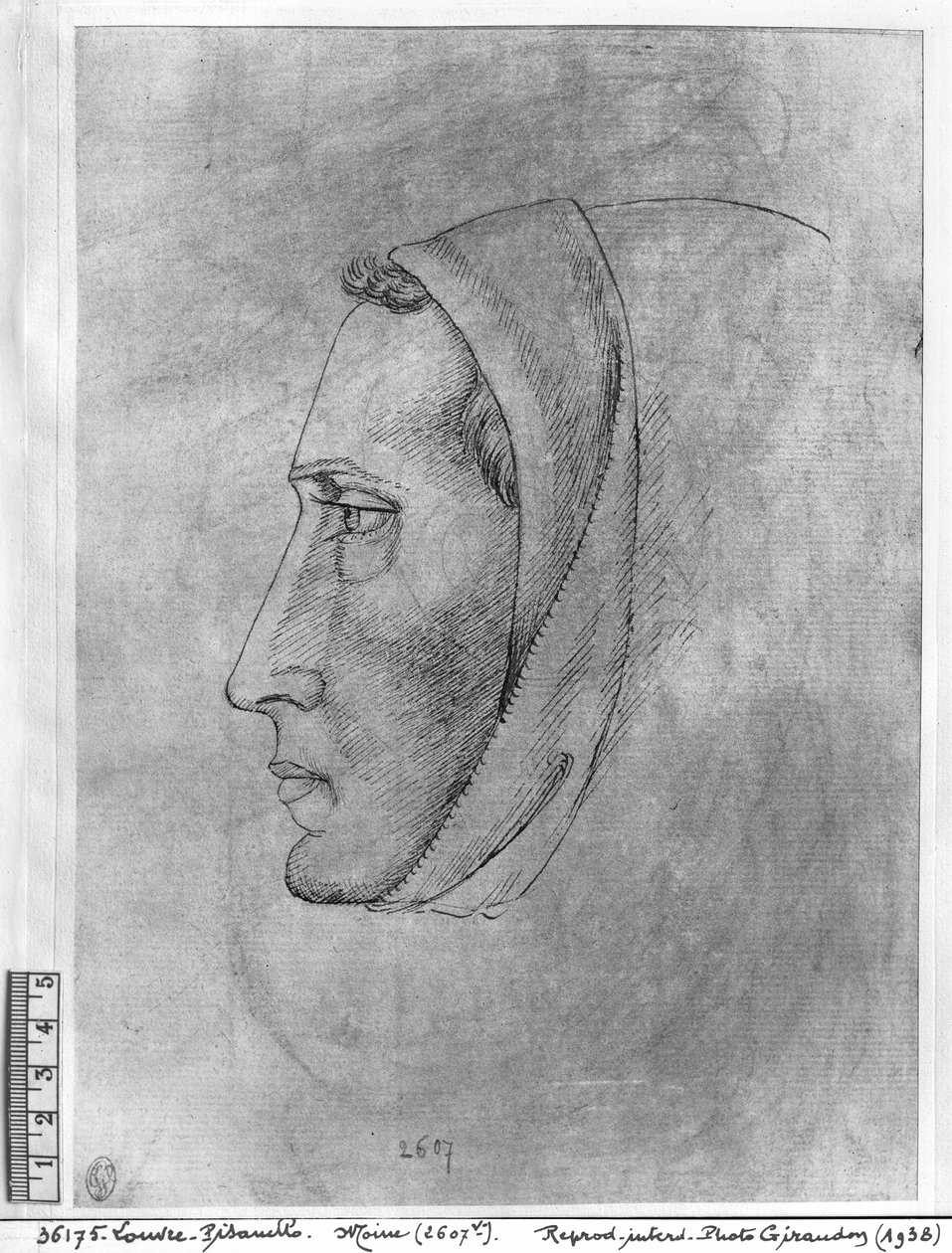 Egy szerzetes feje, a Vallardi albumból alkotó: Antonio Pisanello