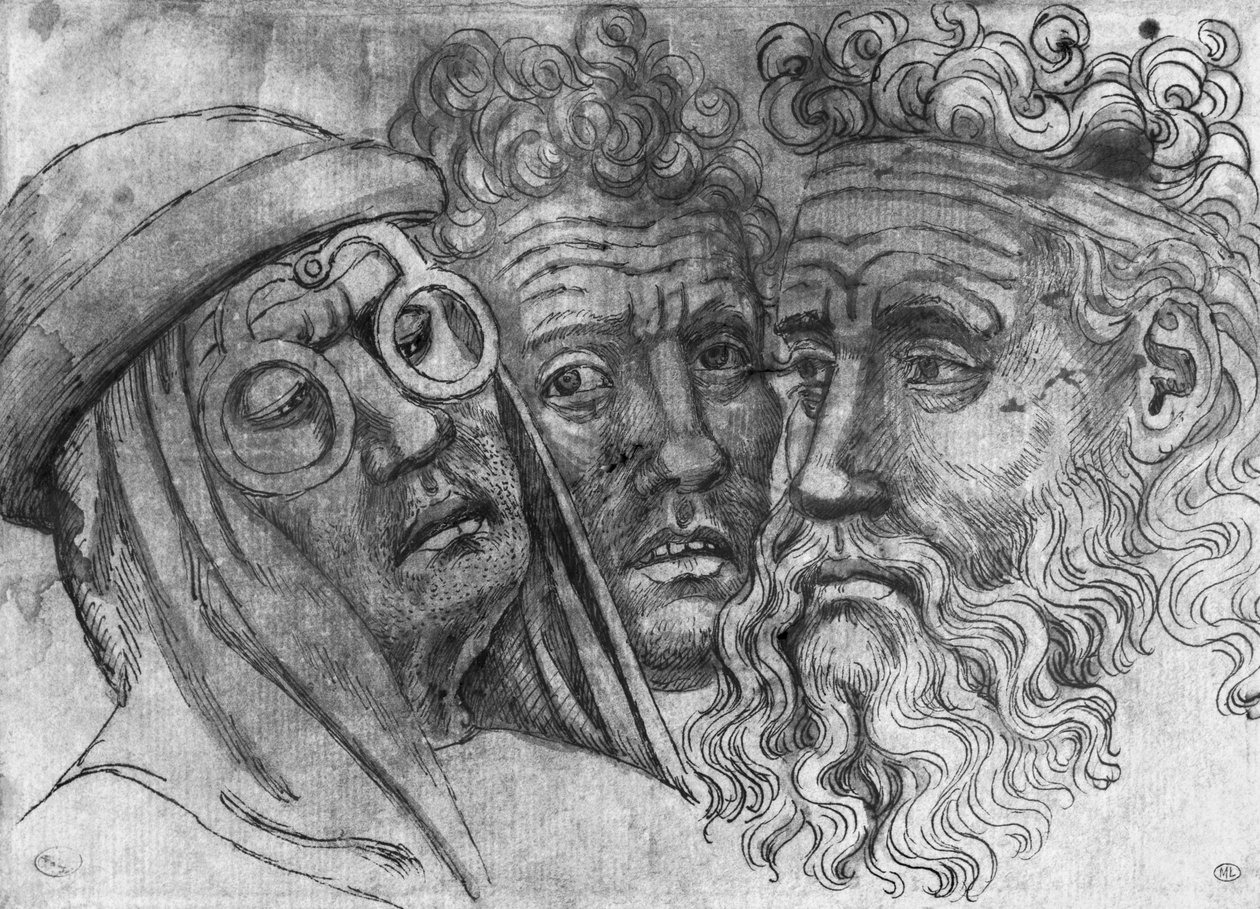 Három férfi feje a Vallardi albumból alkotó: Antonio Pisanello
