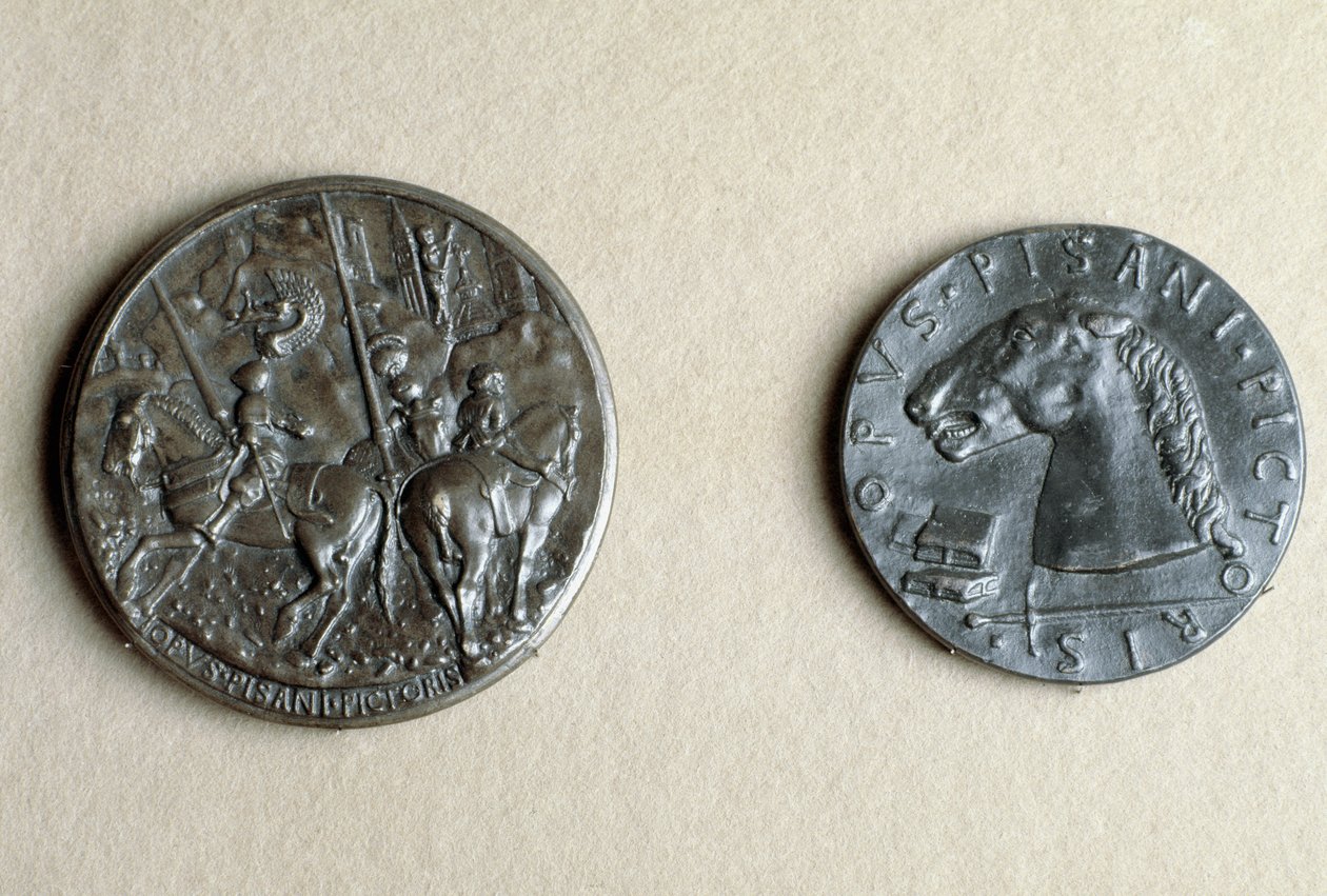 Francesco Sforza, Cremona urának kitüntetése lóháton (bronz) alkotó: Antonio Pisanello