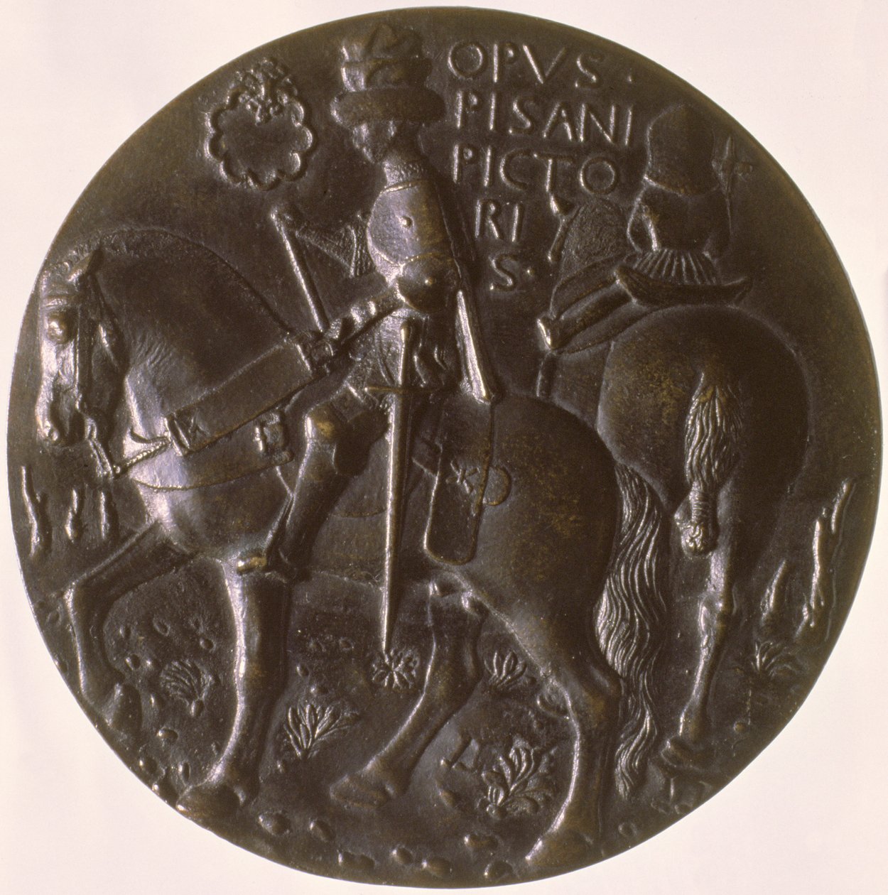 Portré érem, hátoldalon Gianfrancesco Gonzaga 13945-1444 lovon, 1446-8 bronz az előlapon lásd: 96843 alkotó: Antonio Pisanello
