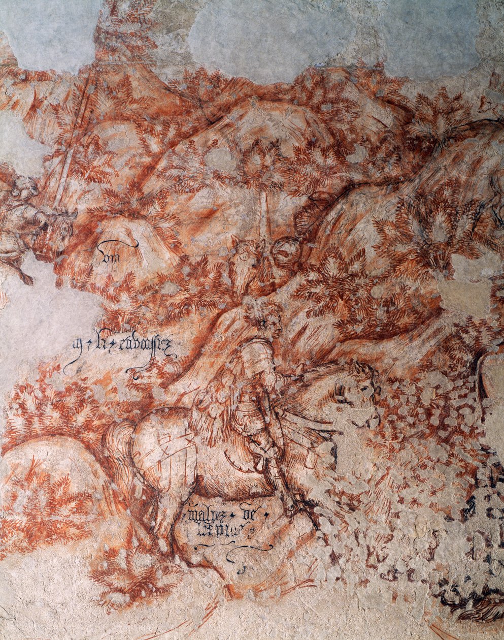 Sinopia (alulfestés), részlet (freskó) alkotó: Antonio Pisanello