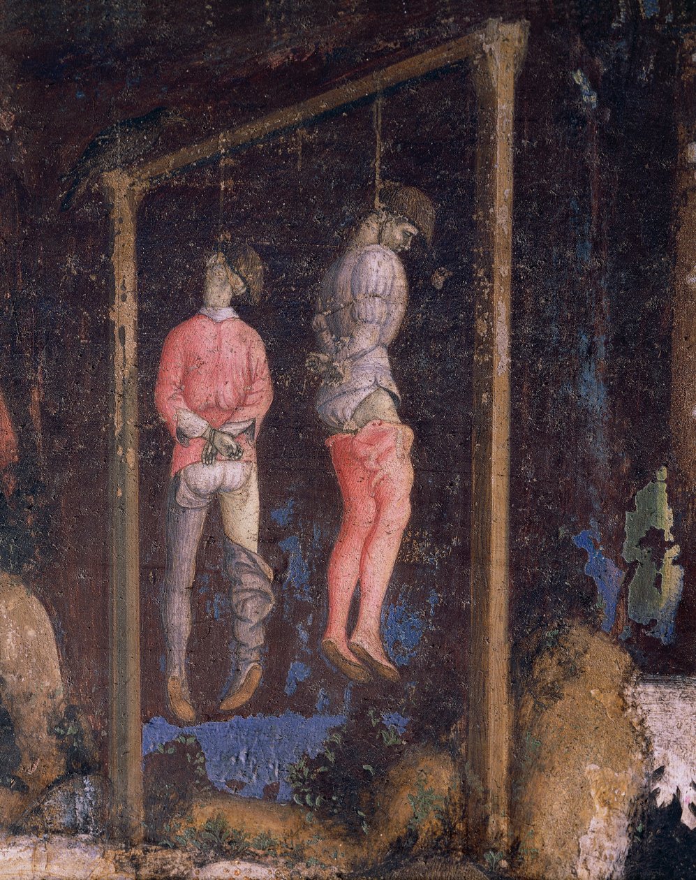 Az akasztott férfiak, részlet a Szent Györgyből és a hercegnőből alkotó: Antonio Pisanello
