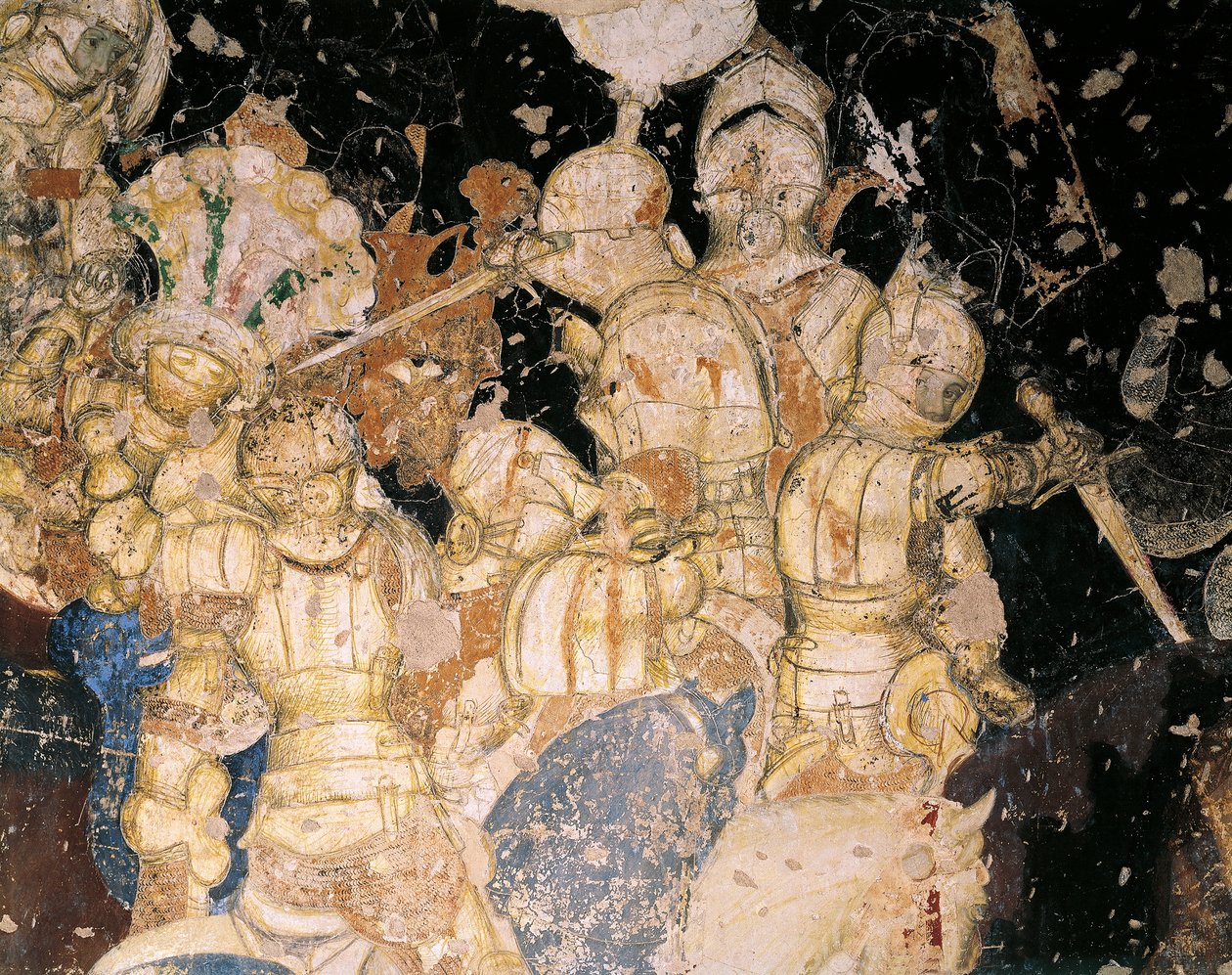 Torna-louvezerpi csata, Antonio Pisano, Pisanello néven (1395 előtt - kb. 1455), freskó. Részlet. Palazzo Ducale, Mantova. alkotó: Antonio Pisanello