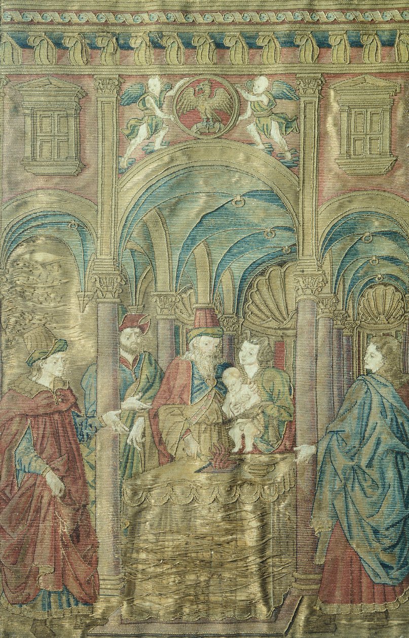Keresztelő Szent János körülmetélése Antonio del Pollaiuolotól (1431-1498 körül), hímzett ruhák alkotó: Antonio Pollaiuolo