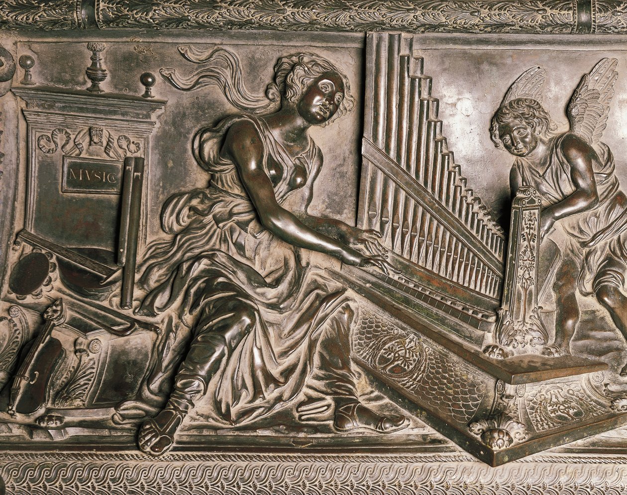 Zene, részlet Sixtus IV. sírjából alkotó: Antonio Pollaiuolo