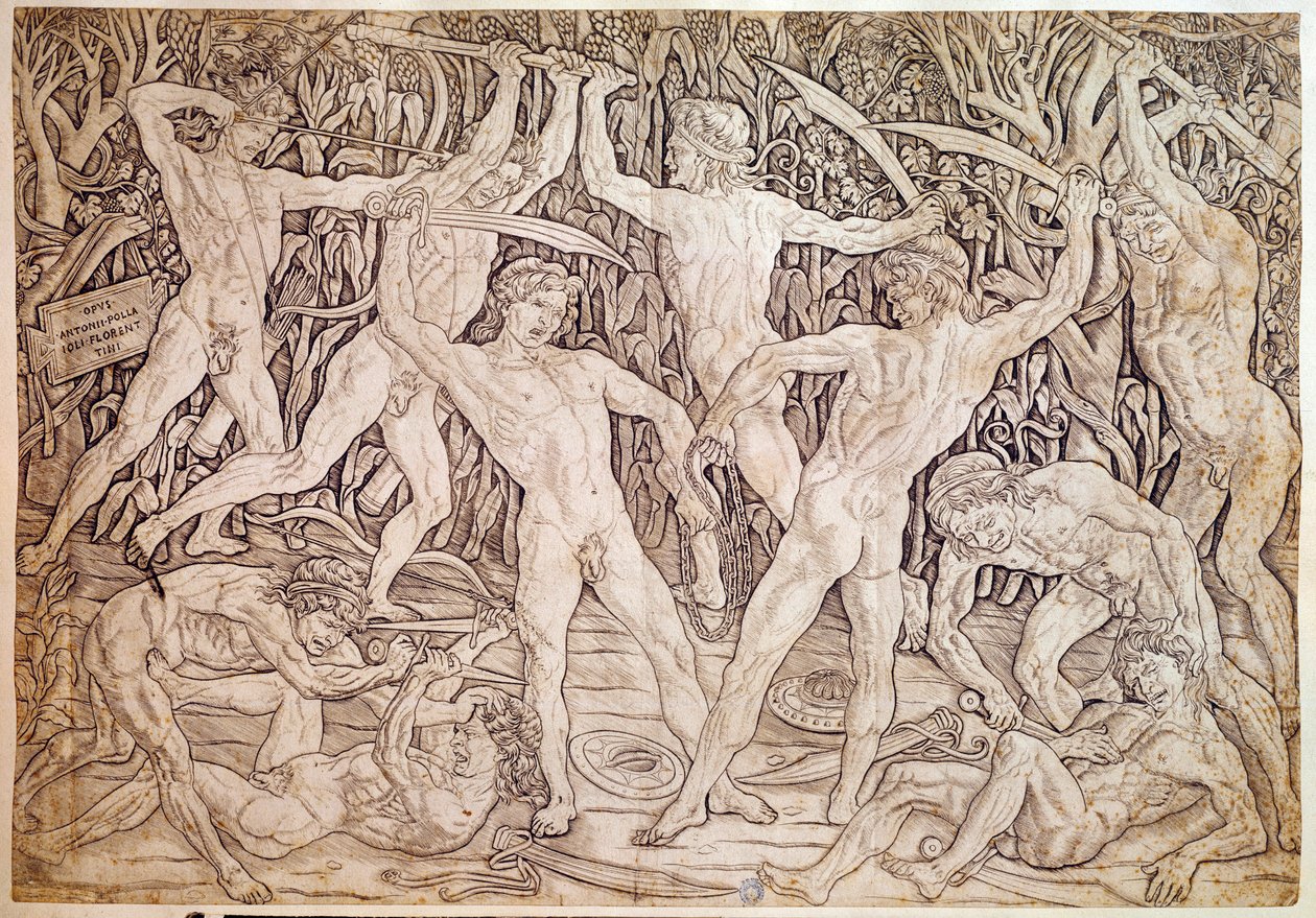 Meztelen férfiak verekednek. Metszette: Antonio Pollaiuolo (Pollaiolo) (1432-1498) alkotó: Antonio Pollaiuolo