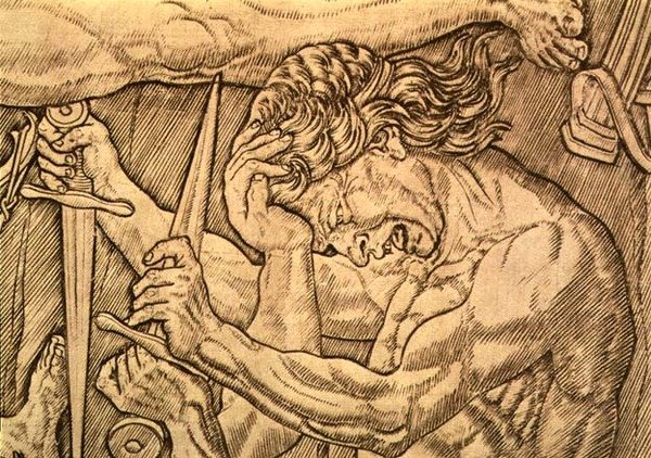 A tíz akt csatája, tőrrel harcoló férfiak részlete, 1470-75 körül (toll és tinta papíron) (lásd még: 57536) alkotó: Antonio Pollaiuolo