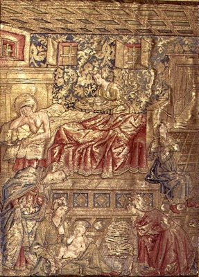 Keresztelő Szent János születése, a szent életének jeleneteit ábrázoló kárpit (textil) alkotó: Antonio Pollaiuolo