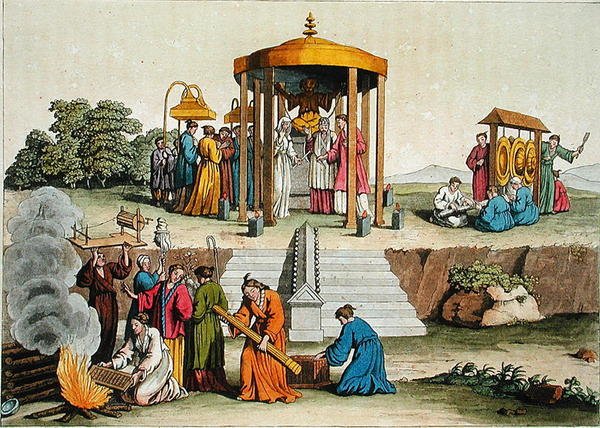 Japán esküvői szertartás, illusztráció Giulio Ferrario „Le Costume Ancien et Moderne” című művéből, az 1820-as és 30-as évek körül megjelent (színes metszet) alkotó: Antonio Rancati