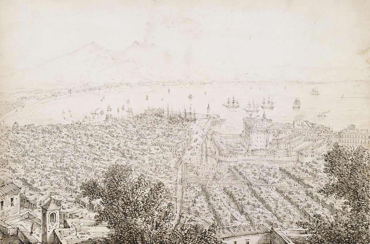 Panorámás kilátás Nápolyra alkotó: Antonio Senape