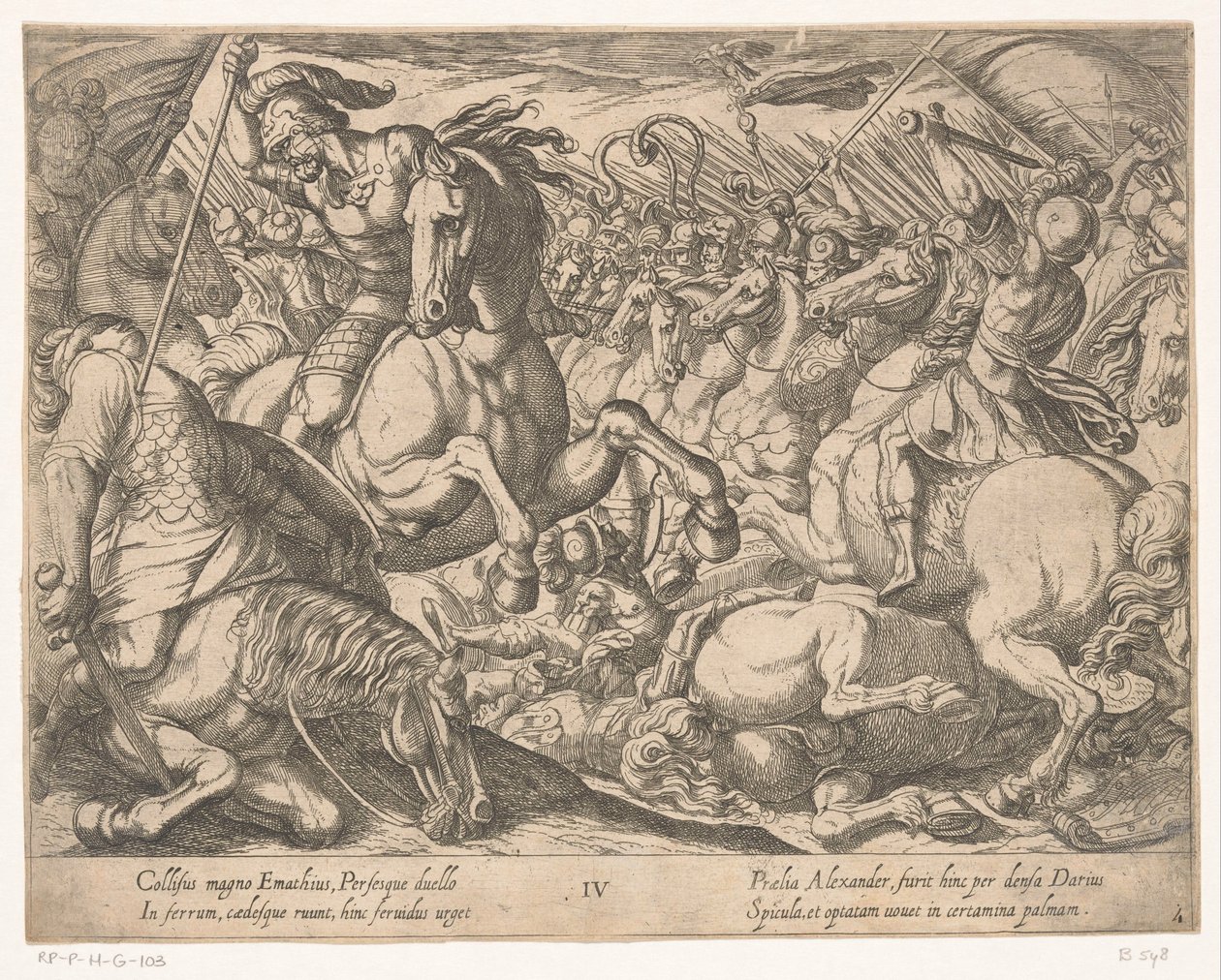 Nagy Sándor harcol a perzsákkal Nagy Sándor tettei (sorozat címe) Alexandri magni praecipvae res gestae (sorozat címe) alkotó: Antonio Tempesta