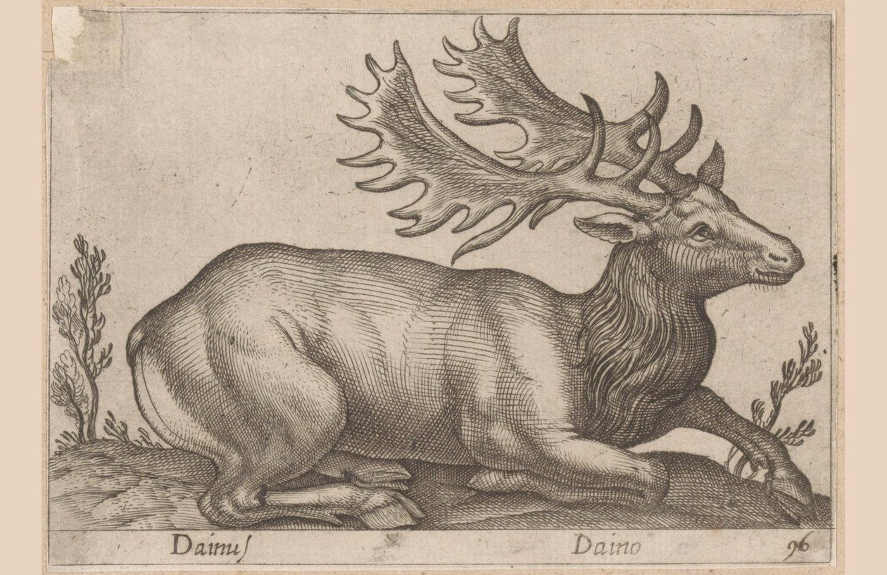 Damhert Dainus / Daino (cím az objektumon) Dieren en fabelwezens (sorozat címe) Nova gyűjtemény a világ legkíváncsibb állataiból (sorozat címe) alkotó: Antonio Tempesta