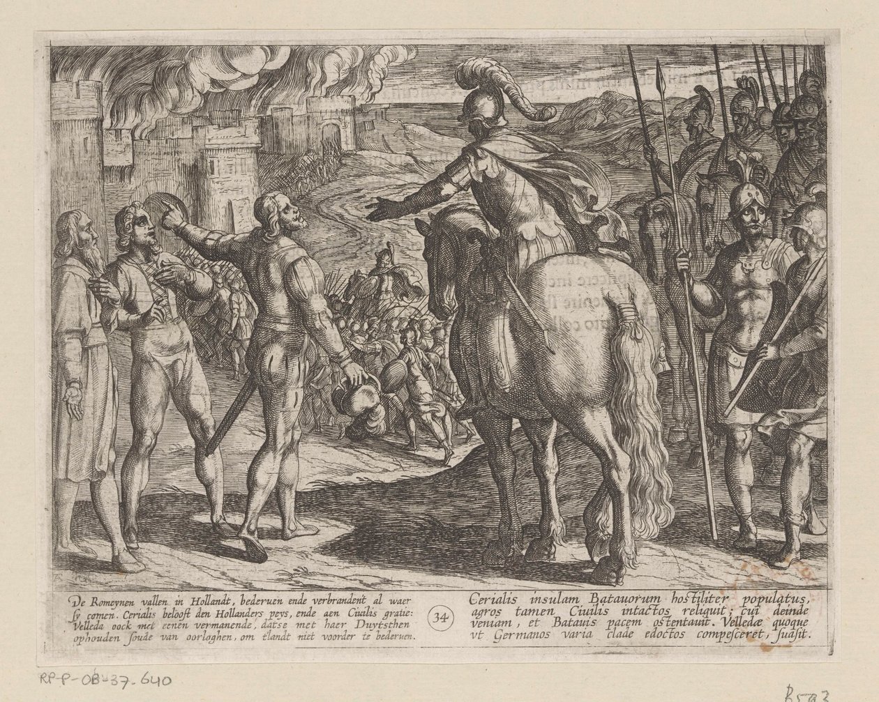 A rómaiak felgyújtották a holland vidéket Bataviai háborúk a rómaiak ellen (sorozat címe) Batavorum cum Romanis Bellum (sorozat címe) alkotó: Antonio Tempesta
