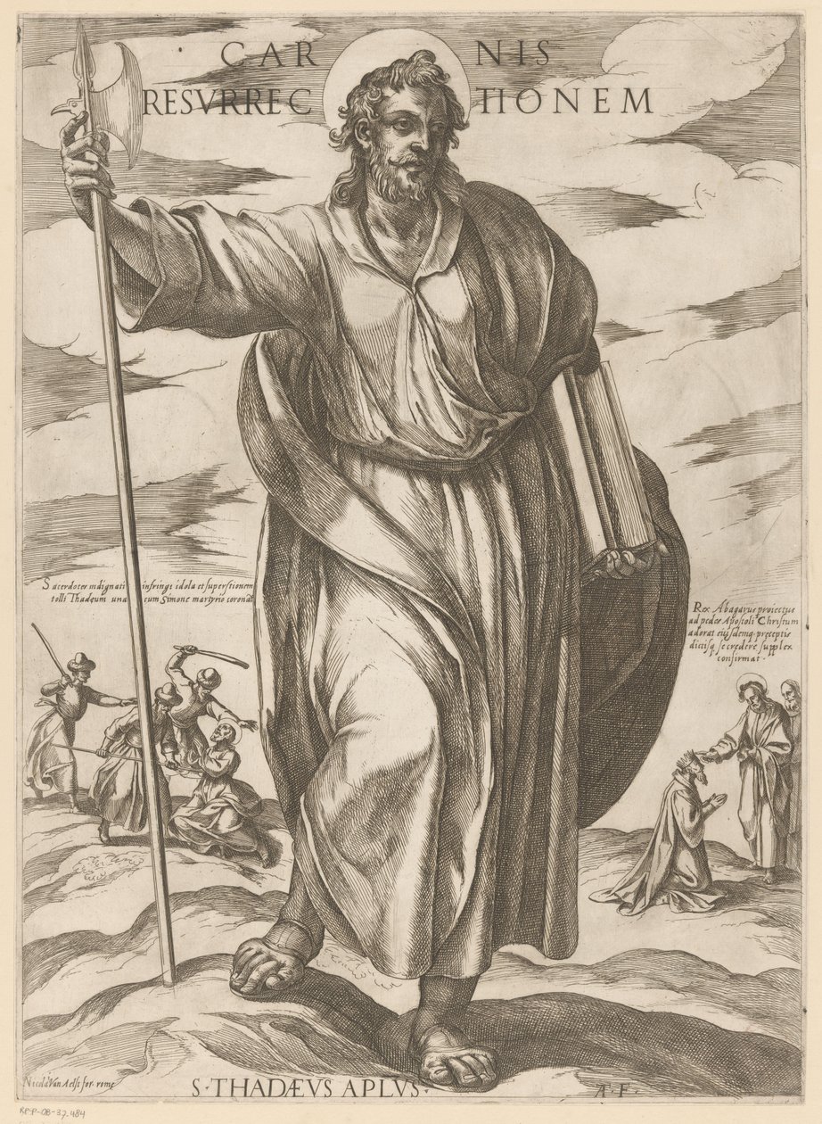 De heilige Judas Taddeus A hús feltámadása (cím a tárgyon) Krisztus, Mária en de apostle (sorozat címe) alkotó: Antonio Tempesta