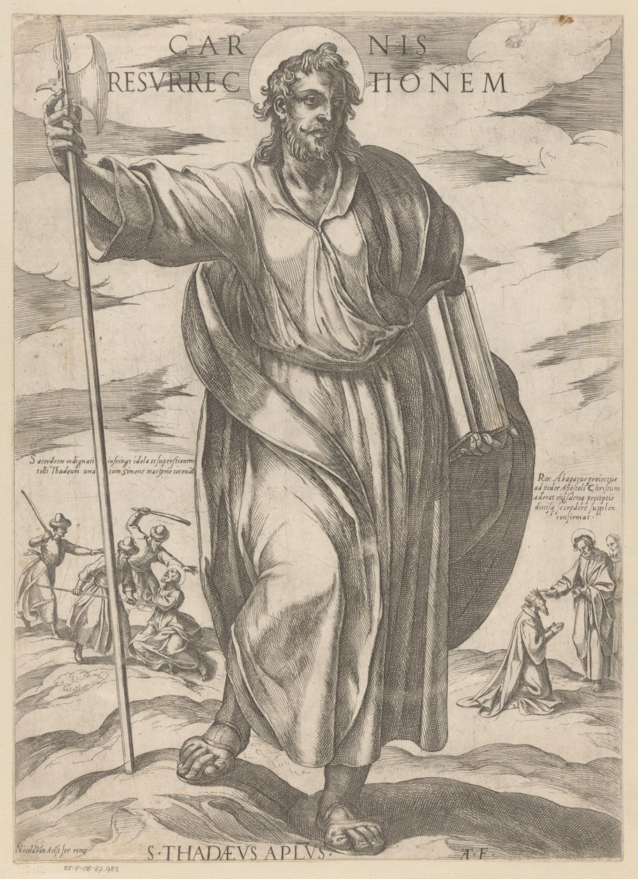 De heilige Judas Taddeus A hús feltámadása (cím a tárgyon) Krisztus, Mária en de apostle (sorozat címe) alkotó: Antonio Tempesta