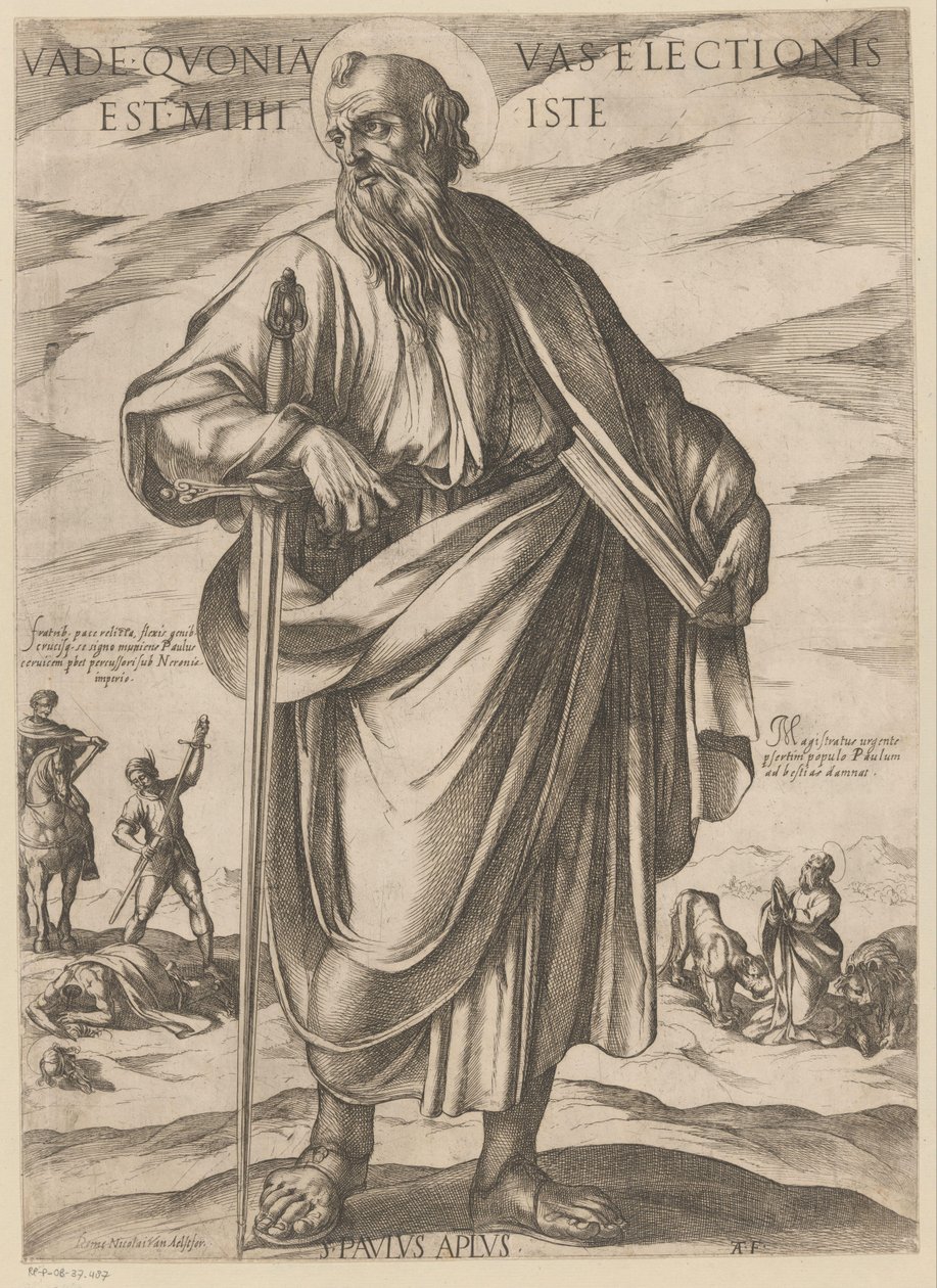 Szent Pálé Menj, mert ezt a furgont választottam (cím a tárgyon) Krisztus, Mária en de apostle (sorozat címe) alkotó: Antonio Tempesta