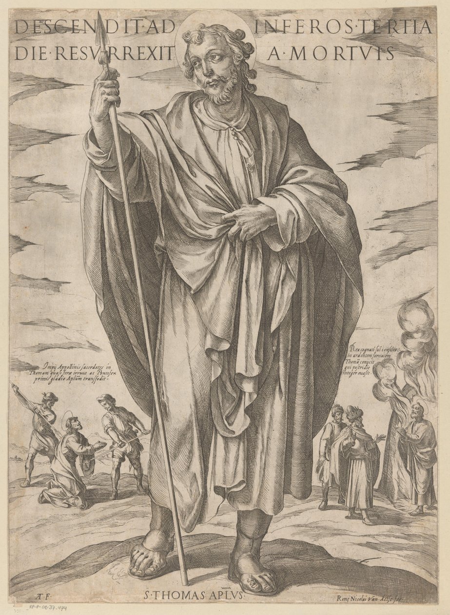 Szent Tamásé Leszállt a pokolba a halálból feltámadt harmadik napon (cím a tárgyon) Krisztus, Mária en de apostle (sorozat címe) alkotó: Antonio Tempesta