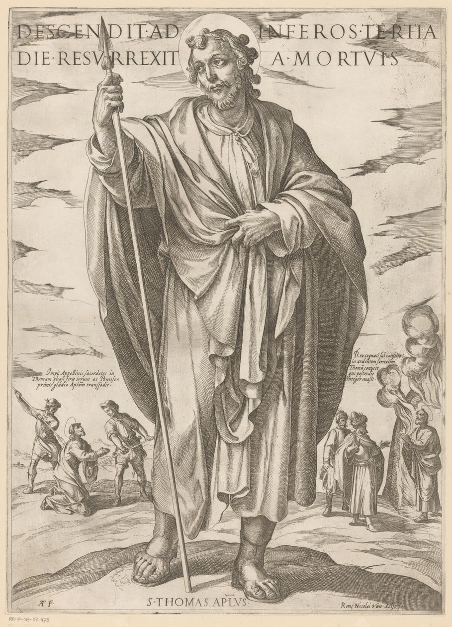 Szent Tamásé Leszállt a pokolba a halálból feltámadt harmadik napon (cím a tárgyon) Krisztus, Mária en de apostle (sorozat címe) alkotó: Antonio Tempesta