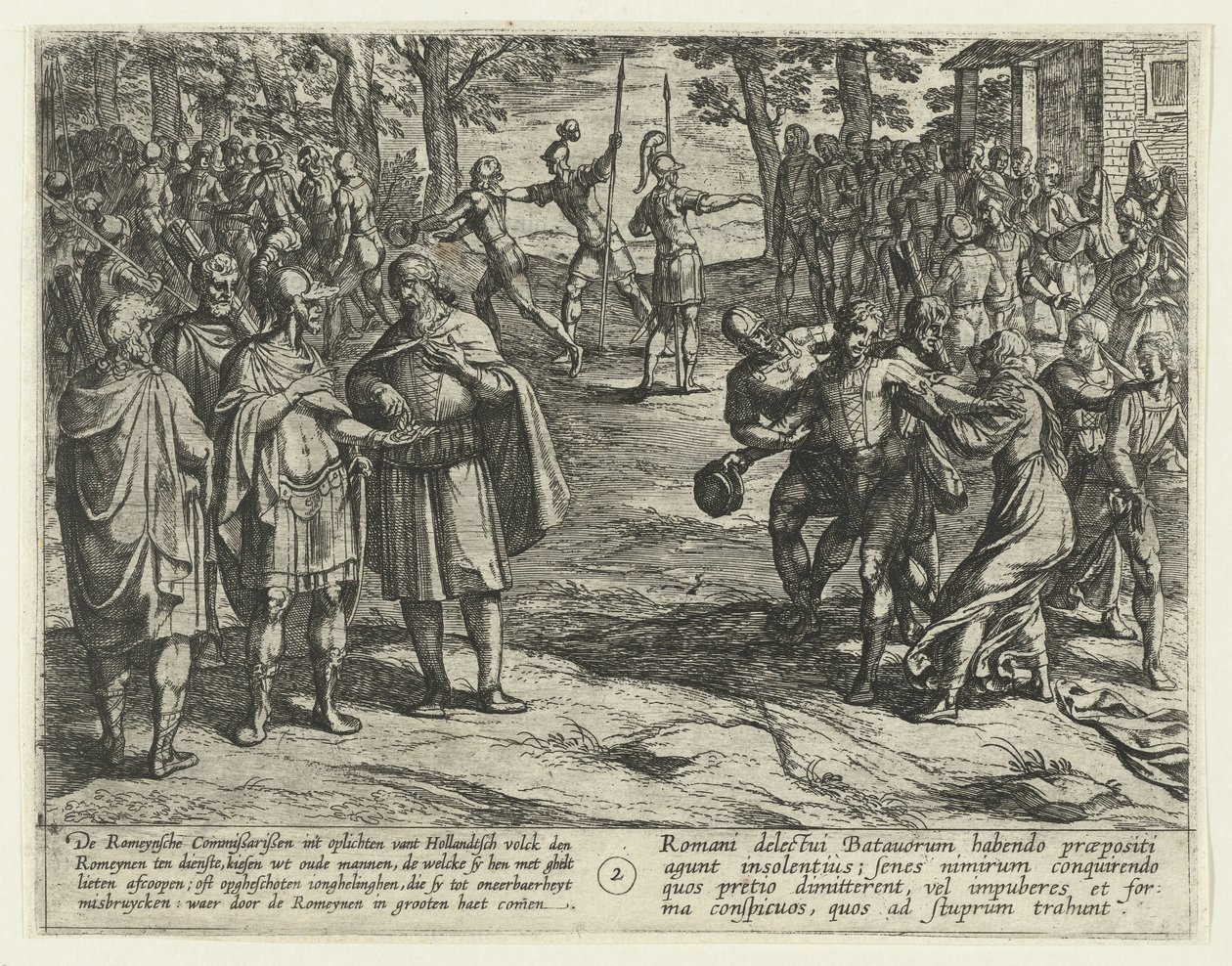 Az öreg bataviai férfiak levásárolják a rómaiak szolgálatát, 69-70 The Batavian Revolt (sorozat címe) Batavorum cum Romanis Bellum, à Corn. Tacito / The Batavian Oft Old Holland Warhe a Romeynen ellen (sorozat címe a tárgyon) alkotó: Antonio Tempesta