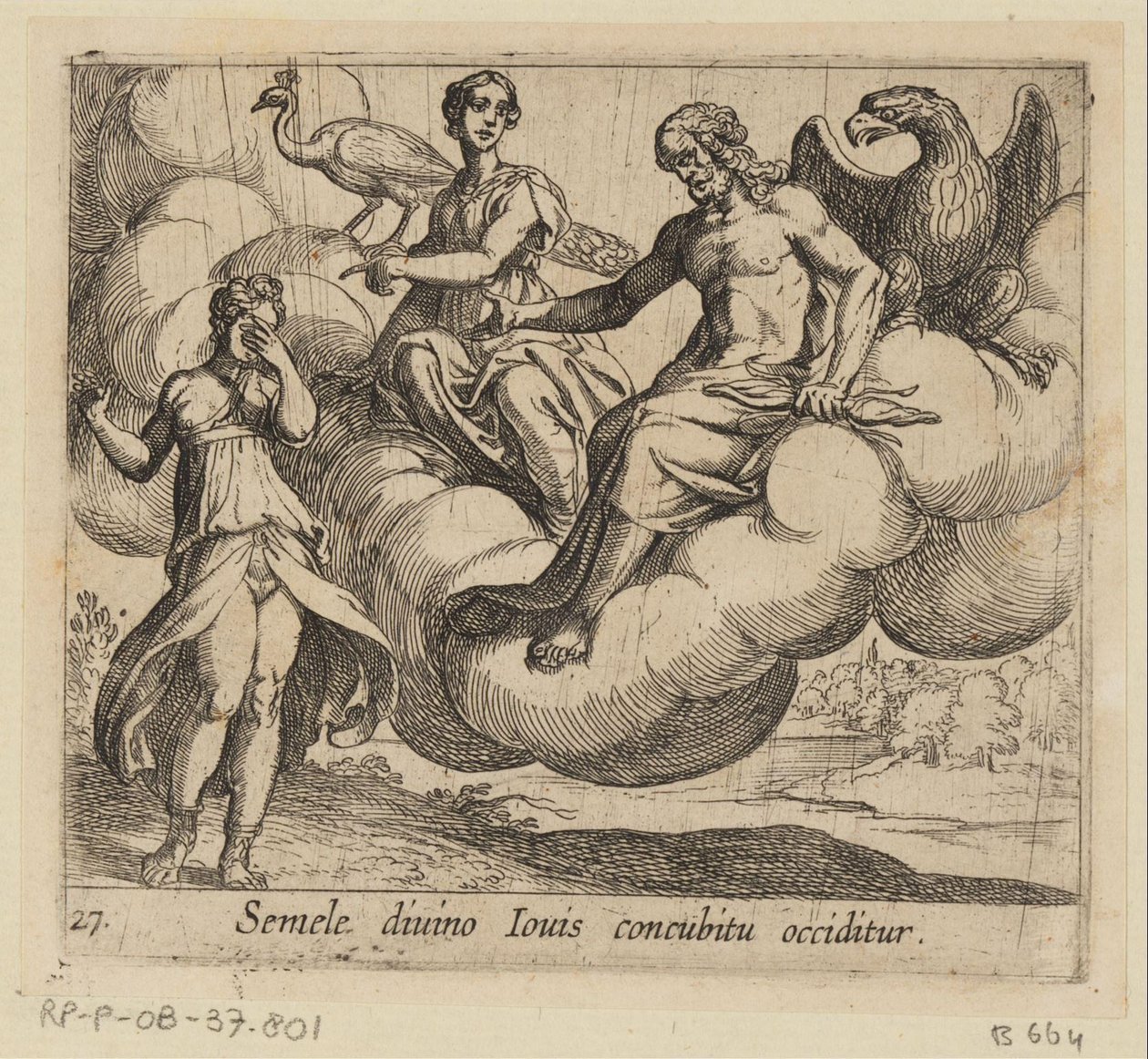 De wens van Semele Semelét az isteni Jupiterrel való érintkezés öli meg (cím a tárgyon) Metamorfózis vagy átalakulások (sorozat címe) Metamorfosen van Ovidius (sorozat címe) alkotó: Antonio Tempesta