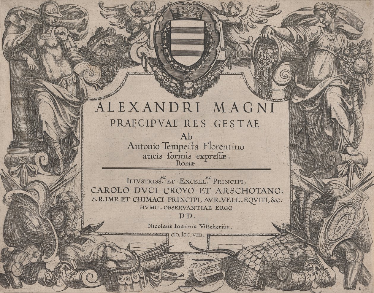 Nagy Sándor életének homlokzata, balra Bellona, jobbra egy nő..., 1608. alkotó: Antonio Tempesta