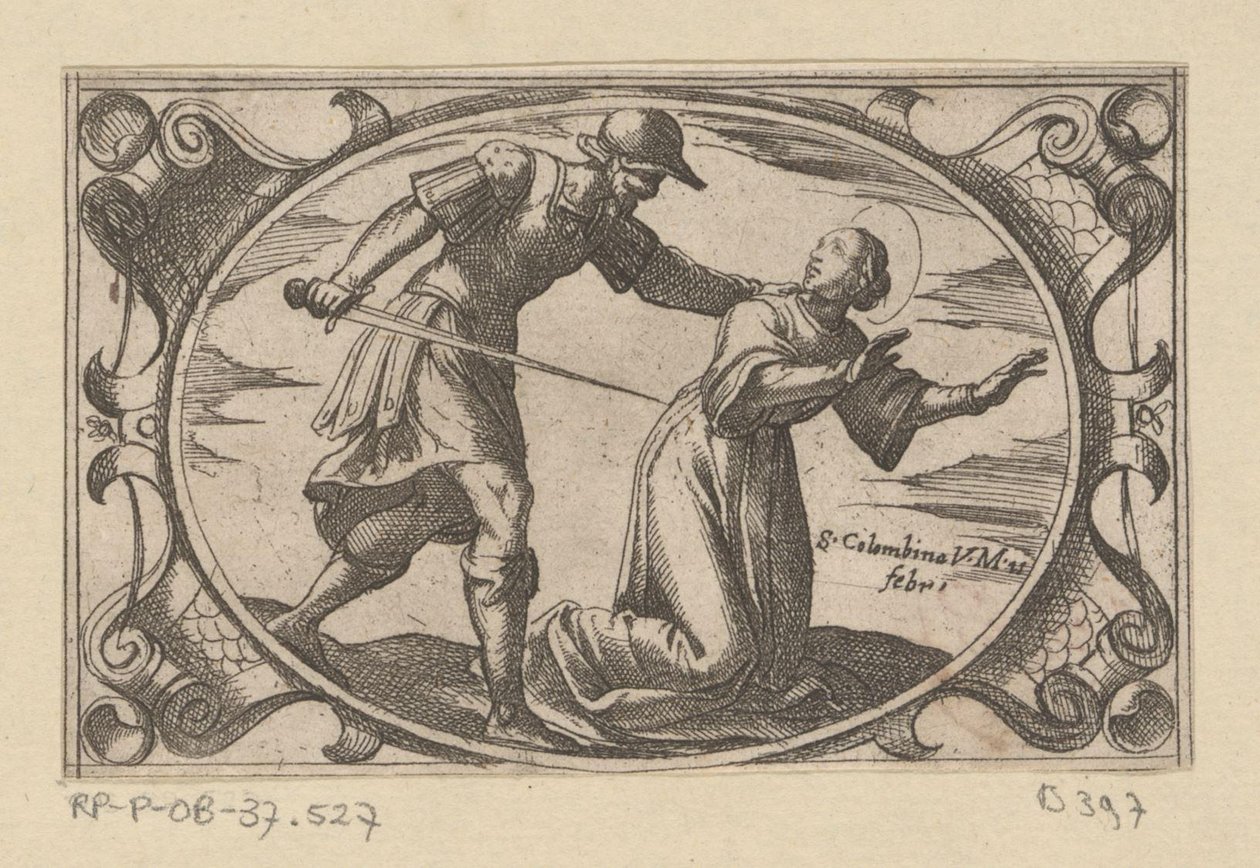 H. Columbina, a dochter van H. Austeriustól Romeinse martelaressen (sorozat címe) Imagini di moltes vergini Rom in mártírom (sorozat címe) alkotó: Antonio Tempesta